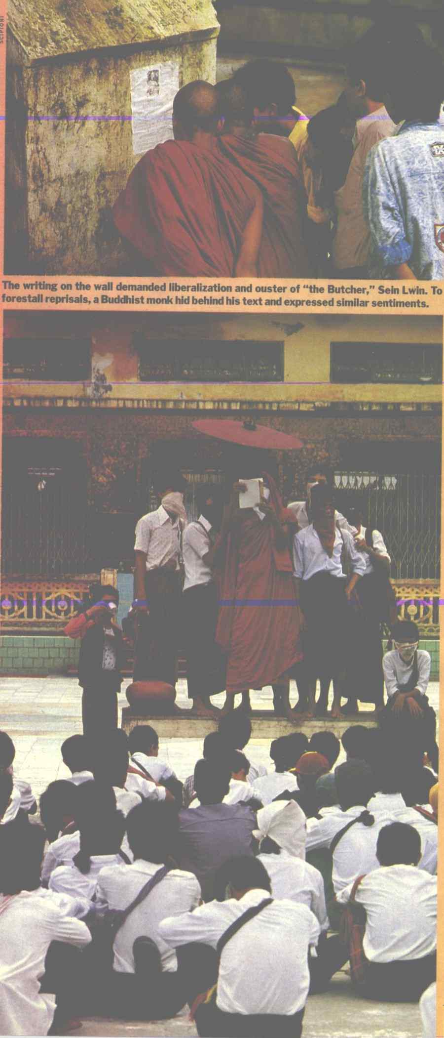 Monks and students in protest 1988