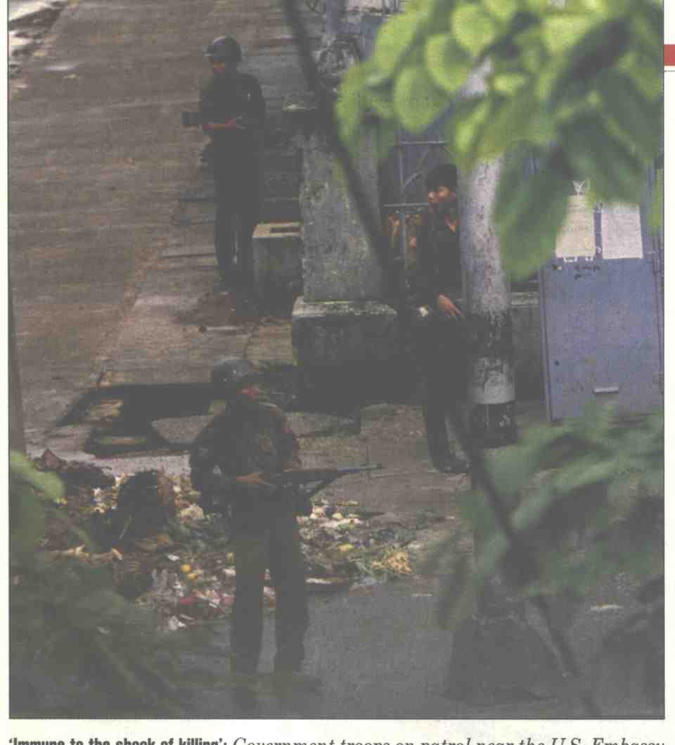 Soldiers near US Embassy Rangoon
