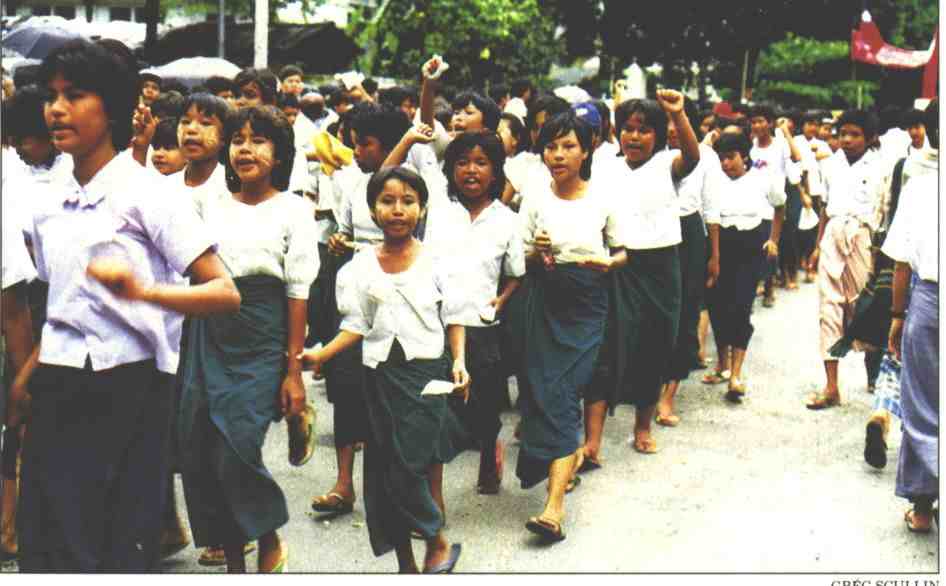 Students at antigovernment protest march